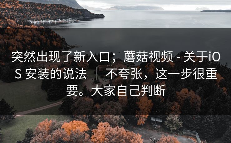 突然出现了新入口；蘑菇视频 - 关于iOS 安装的说法 ｜ 不夸张，这一步很重要。大家自己判断