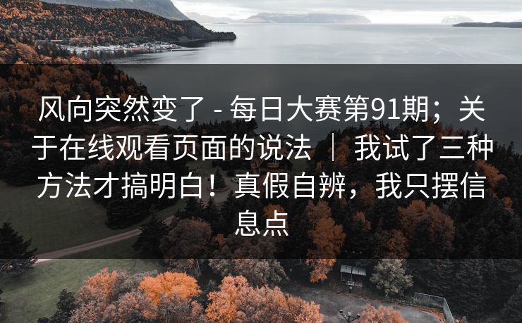 风向突然变了 - 每日大赛第91期；关于在线观看页面的说法 ｜ 我试了三种方法才搞明白！真假自辨，我只摆信息点